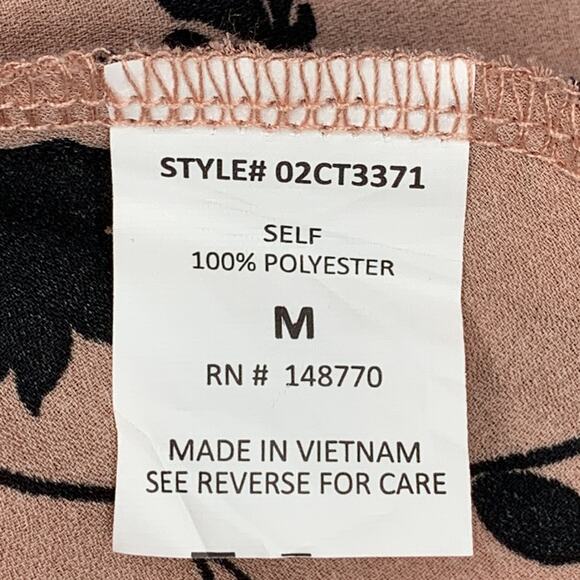 Sienna Sky Blouse Long Sleeve Peplum Dusty Rust Pink/Black Floral Print Size M - Picture 9 of 10